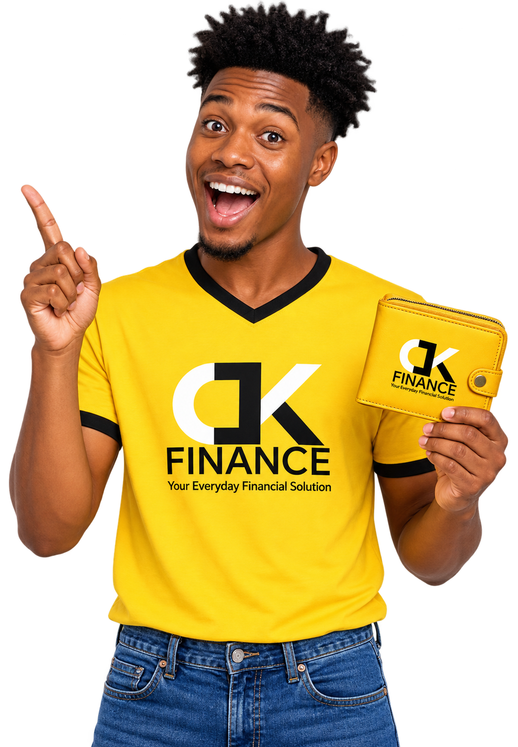 DK Finance representative with branded wallet